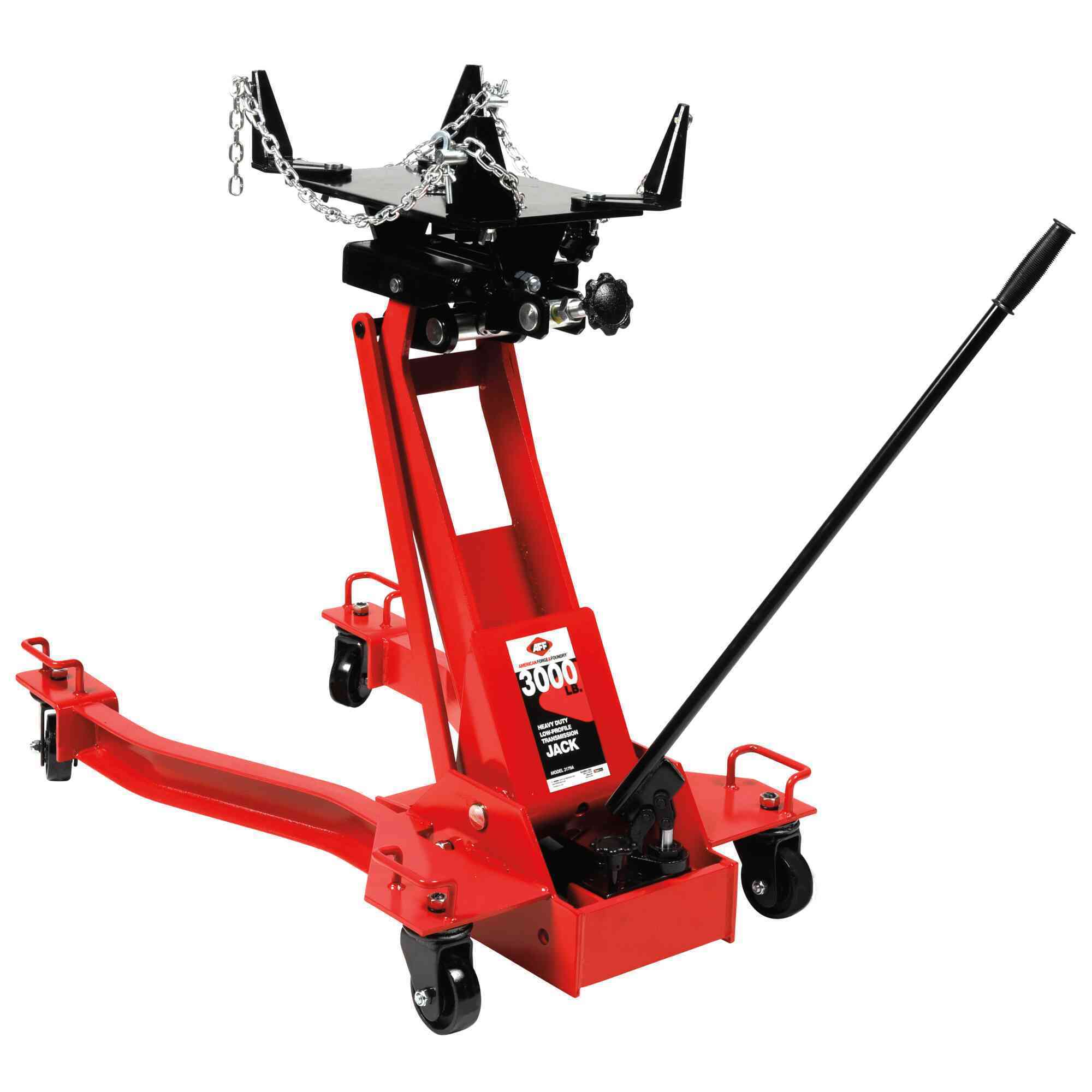 American Forge & Foundry Hydraulic Transmission Jack — Floor Style, Low-Profile, Wishbone Style, 3,000-Lb. Capacity, 6.5in.–31.7in. Height, Manual Hand Pump, Heavy-Duty, Model# 3179A